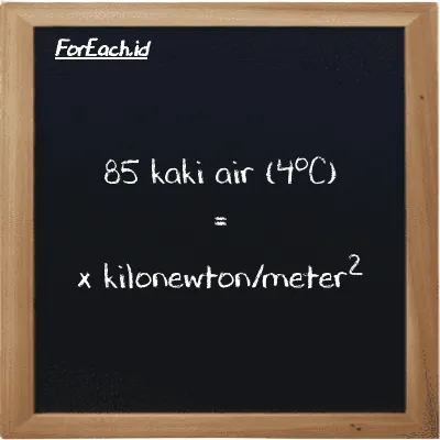 1 foot water (4<sup>o</sup>C) is equivalent to 2.989 kilonewton/meter<sup>2</sup> (1 ftH2O is equivalent to 2.989 kN/m<sup>2</sup>)